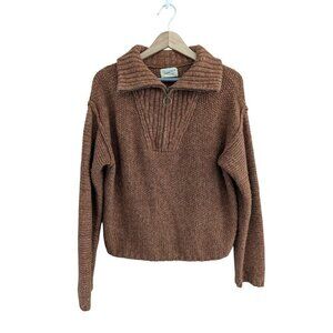 Universal Thread Neutral Cropped Pullover Half Zip Sweater Size S